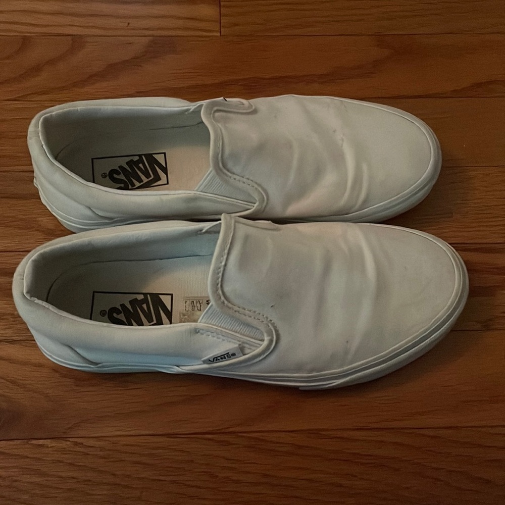 White slip on vans